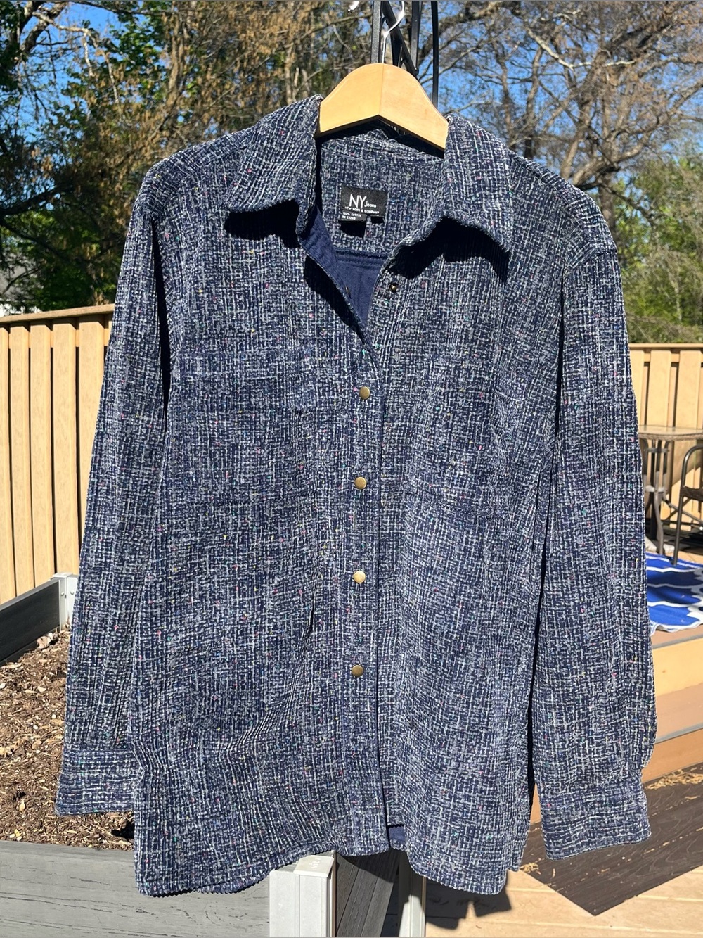 New York & Company Jeans Women’s 100% Cotton Corduroy Shacket Blue Size L